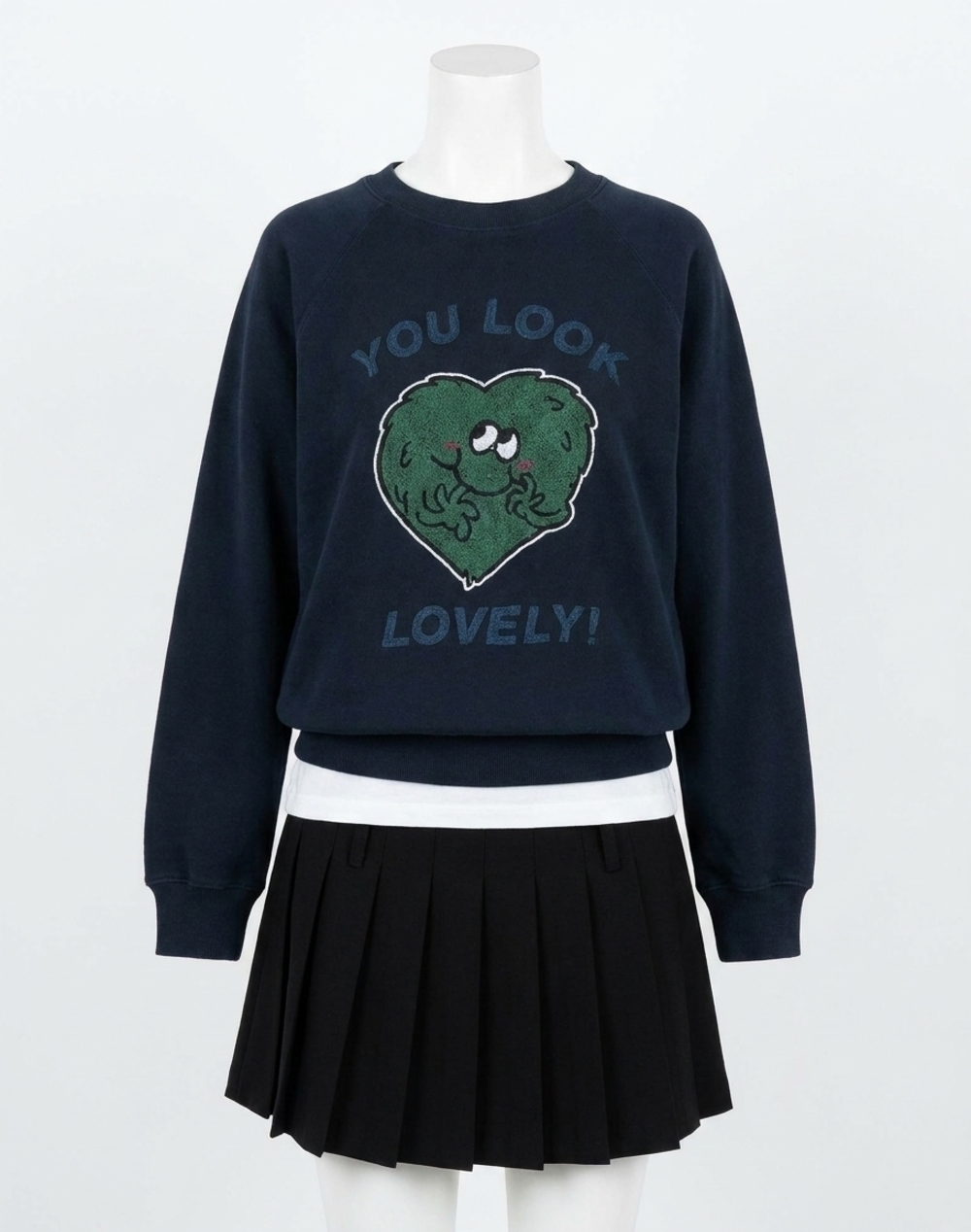 NEW RE/DONE upcycled you look lovely green monster sweatshirt in black